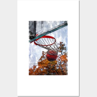 Basketball In Hoop Marker Sketch Posters and Art